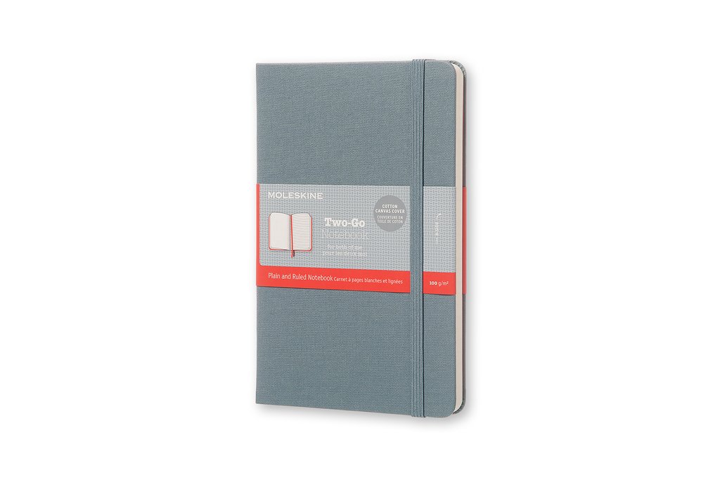 Moleskine TWOGO31B26 Medium Two-Go Saxe Ruled-Plain Notebook - Blue