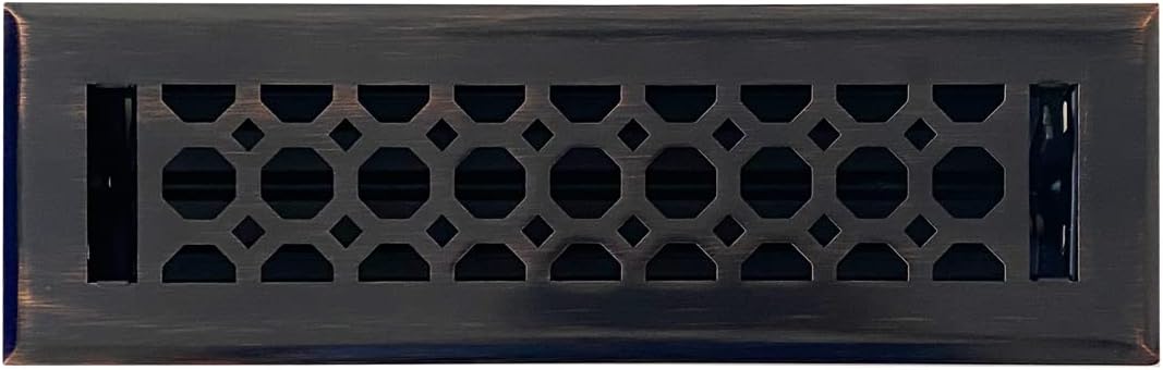 Registers, Grilles & Vents - Empire Register Co, Vent Cover - 2x10 inch, Honeycomb Design, Oil Rubbed Bronze Finish, Heavy Duty Floor Vent Covers, Metal Damper Attached. Vent Covers for Home Floor only.