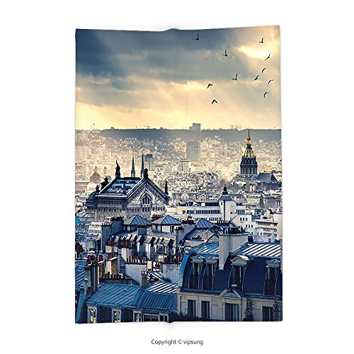 Custom printed Throw Blanket with Paris Decor Collection Arch of Triumph Restaurant Monument Old Fashioned Paris Street Sketch Style Art Black Red Super soft and Cozy Fleece Blanket
