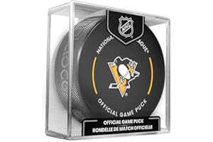 OFFICIALLY LICENSED Pittsburgh Penguins Official Game Hockey Puck with Holder