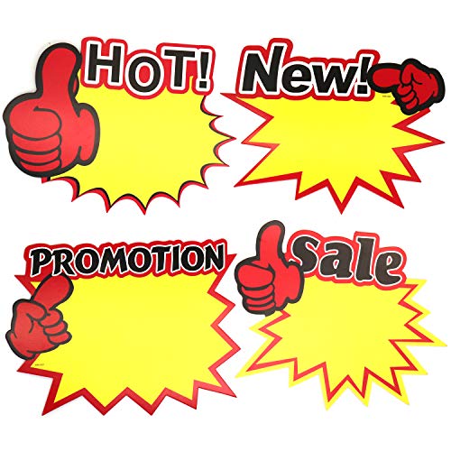 Omitfu Big 9.8 Inch x 7.5 Inch Price Tag Starburst Retail Sales Sign Tags Blank 40 Pcs Cards