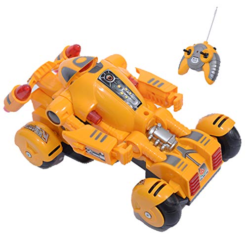 YARMOSHI- Remote Control Car Robot Toy. 1 Button Does Battle Dances, Flashing Lights, 8.7x5.3x4.3 Inches. RC Toy for Kids 4+. (Yellow) - Thumbnail 4