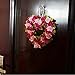 Adeeing Vintage Handmade Natural Wall Hanging Wreath Heart-Shape Garland for Wedding Home Decor Fuchsia