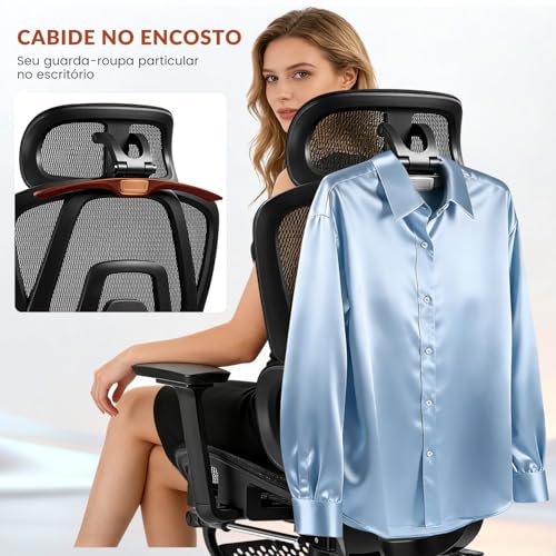 Cadeira Ergonomica,Cadeira Escritorio FivDaily L780, Giratória Reclinável 145°, Encosto Elevável Ajustável, Lombar Flutuante, Cabeça 8D, Braços 5D, Base Aço, Apoio para Pés para Home Office (Preto)