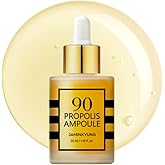 JAMINKYUNG Propolis Ampoule, Glow Boosting Serum for Face with 90% Propolis Extract & Snail Mucin, 8-Layer Hyaluronic Acid, Niacinamide for Sensitive Skin, Dry, Dull Skin, Korean Skincare 1.18 fl oz