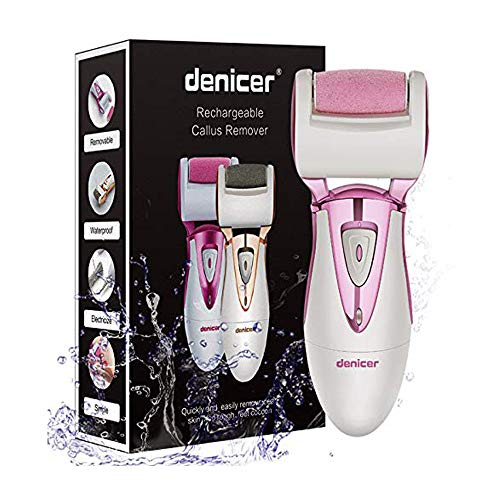 Denicer Pedicure Foot File Professional Electric Callus Remover Wet and Dry Use Feet Care Tool, 3 extra Grinding Heads, USB cable, No Charger (Rose Gold). ...