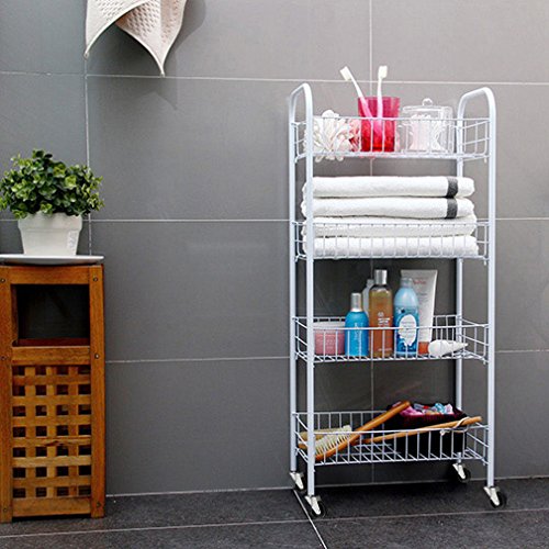4 Layers NonFolding Wire Storage Trolleys Racks Kitchen Fruit Vegetable Shelving Holders
