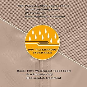 ULTCOVER Rectangular Patio Heavy Duty Table Cover - 600D Tough Canvas Waterproof Outdoor Dining Table and Chairs General… 51SexMTiI8L