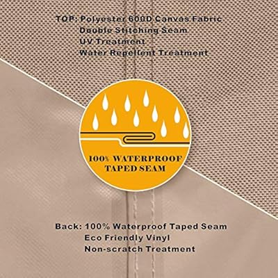 ULTCOVER Rectangular Patio Heavy Duty Table Cover - 600D Tough Canvas Waterproof Outdoor Dining Table and Chairs General… 51SexMTiI8L