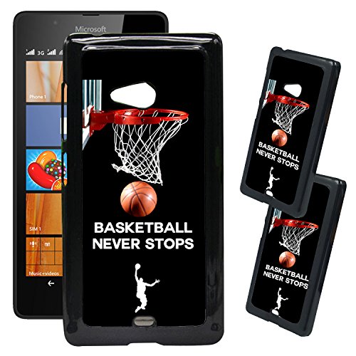 [TeleSkins] - Microsoft Lumia 540 Designer Plastic Case - Basketball Never Stops - Ultra Durable HARD PLASTIC Protective Snap On Back Case / Cover for Microsoft Lumia 540.