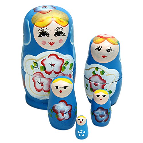 Matushka - SODIAL(R) 5x Matroshka Babuschka Matryoshka Matushka Matyoshka Russian Wooden Doll Color: Blue