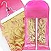 HBEDU Hair Extension Holder Storage Bag Strong Hanger Clip Case Dust-proof Portable Suit with Transparent Zip Up Closure- Lightweight Waterproof (Pink)thumb 1