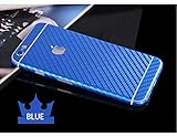 Toeoe Luxury 3D Textured Carbon Fibre Full Body Vinyl Wrap Sticker Skin Cover for Apple iPhone 6 4.7 inch Blue