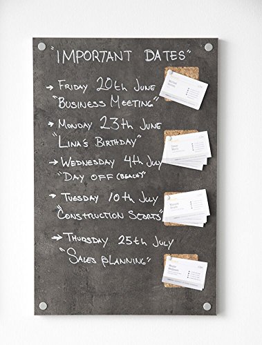 Wall Mounted Bulletin Chalkboard with Stain and Scratch Resistant Surface. Chalk Pen and Pushpins included. - Thumbnail 2