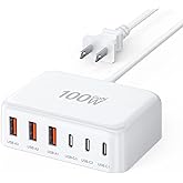 USB C Charger Block, 100W 6 Port PD USB C and QC USB A Wall Charger Block Cube, Type C Charging Station Hub for iPhone 17 16