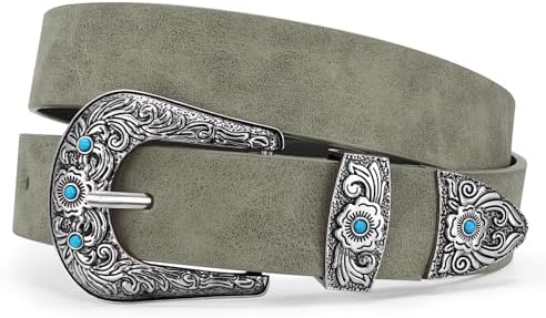 WHIPPY Vintage Western Leather Belt for Women Double Buckle  display picture 1