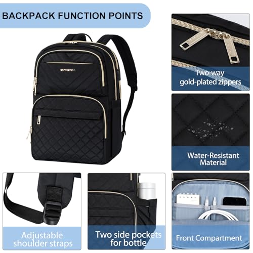 EMPSIGN Laptop Backpack Purse for Women and Men with USB Charging Port, 17 Inch Travel Water Resistant Quilted Backpack, High-Capacity 40L Work Business Computer Backpack