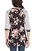 KISSOURBABY Women Casual Striped Floral Print Tops 3 4 Sleeve Round Neck Blouse Shirt(Color 1,US 12-14)