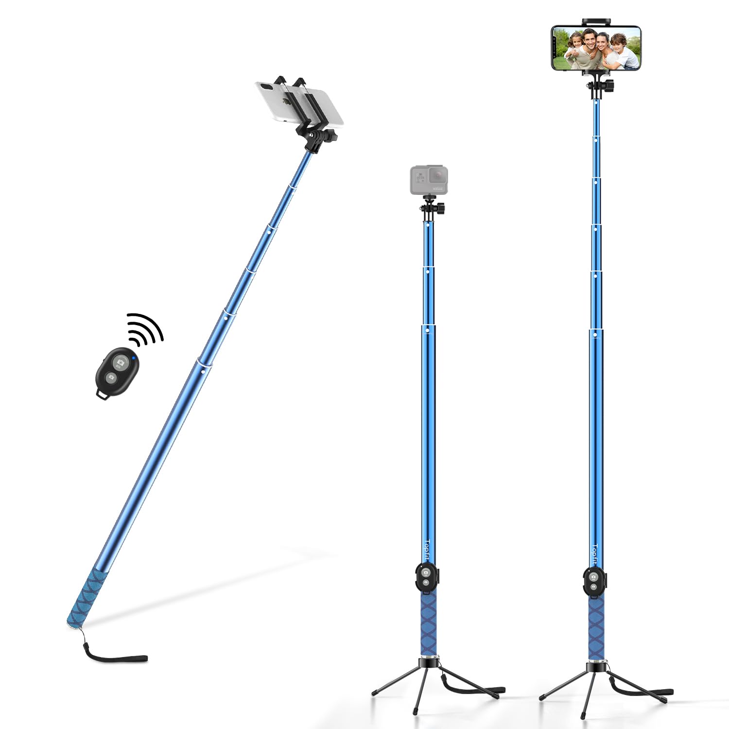 Photo 1 of 118'' 9.8ft Long Selfie Stick for iPhone, Android, Extended Super Long Pole, Selfie Stick Tripod with Remote, for Selfies/Video Recording, Includes Phone Tripod, Bluetooth Wireless Remote (20 to 118")