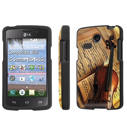 LG Sunrise [LG L15G] / LG Lucky[LG L16C] Case, [NakedShield] [Black] Total Armor Protection Case - [Violin and Note] for LG Sunrise [LG L15G] / LG Lucky [LG L16C]