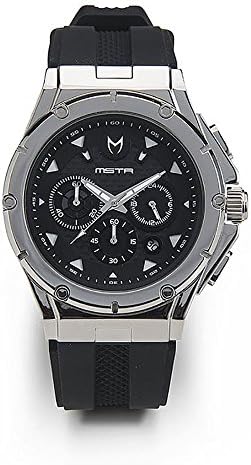 MSTR Watches AM215RB Men's Ambassador MK3 Watch Polish &amp; Black Stainless Steel Case &amp; Silicon Band