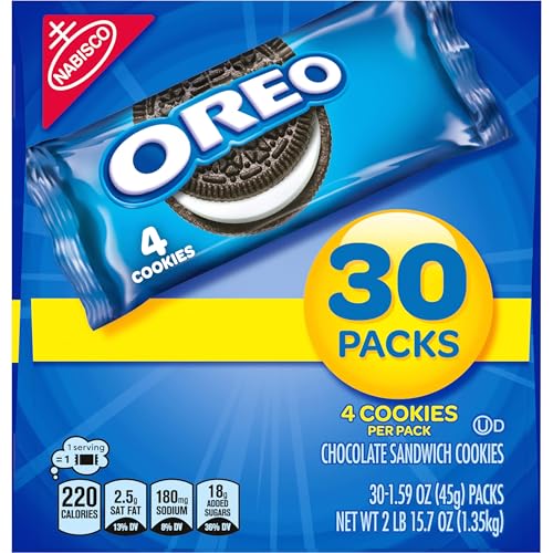 OREO CHOCOLATE SANDWICH COOKIES, 30 SNACK PACKS (4 COOKIES PER PACK)