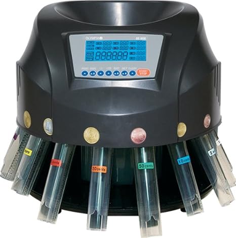 Olympia CC 202 Münzzählmaschine (für Euro-Münzen, LCD-Display, Münzsortierung, Reportfunktion, Elektrischer Kleingeldzähler, 