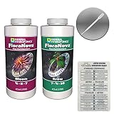 GENERAL HYDROPONICS FLORANOVA Liquid NUTRIENTS Formula 16 OZ Bundle + Twin Canaries Chart & Pipette - Grow & Bloom - 1 Pint Each