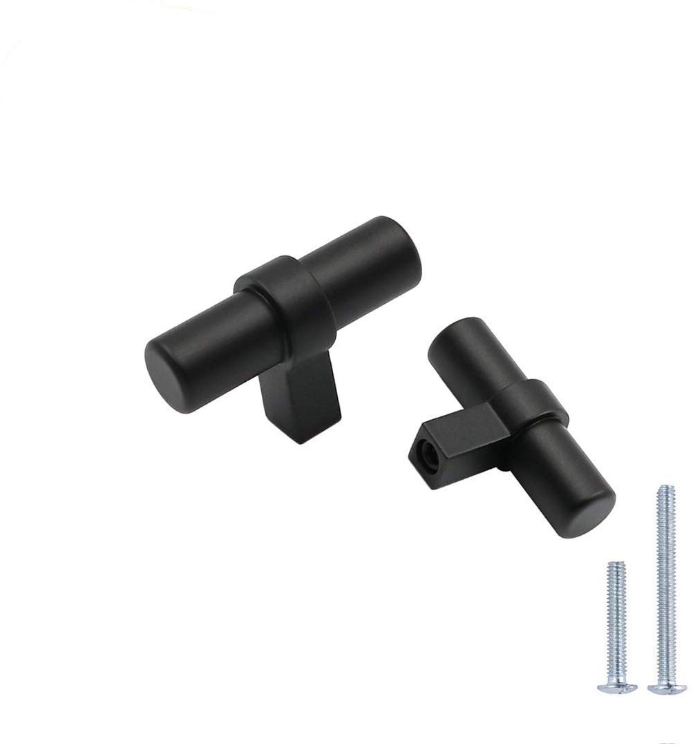 LONTAN 10 Pack Black Drawer Knobs Cabinet T Bar Knobs Cupboard Knobs Black Kitchen Door Knobs Stainless Steel Wardrobe Door Knobs for Cupboards,LST16BK