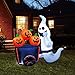 Joiedomi Halloween Inflatable Blow-up Ghost Pushing Cart of Pumpkins - 6 Ft Tall 4 Ft Wide