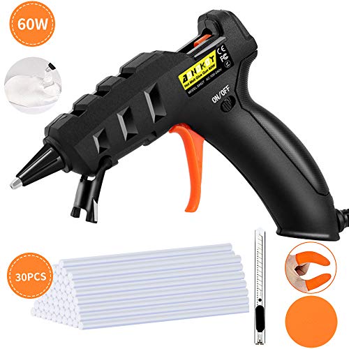 Hot Glue Gun, AONOKOY 60W Mini Glue Gun with 30pcs Glue Sticks, Anti-hot Cover Melt Glue Gun Kit for Creative Arts & Crafts, Home Quick Repairs, Festival Decoration