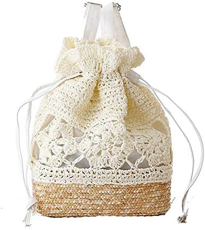 Handmade Straw Bag Casual Summer Holiday bagpack Weaving Bucket Beach Double Shoulder