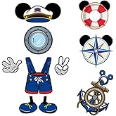 Qweryboo 10 Pcs Large Cruise Door Magnet Stickers, Cute Mouse Captain Sea Navigation Car Cruise Door Decorations Anchor Cruise Decor for Holiday Carnival Cruise Refrigerator Door(Blue)