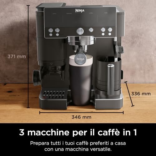 Luxe Premier Macchina per caffè 3 in 1, per caffè espresso, con estrazione a freddo e filtrato, 4 impostazioni automatiche predefinite per la schiuma, Nero ES601EUBK