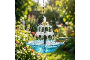 2026 New Solar Cascade Hanging Bird Bath Fountain, Weatherproof Easy to Maintain, Hanging Bird Bath with Solar Pump for Outdo