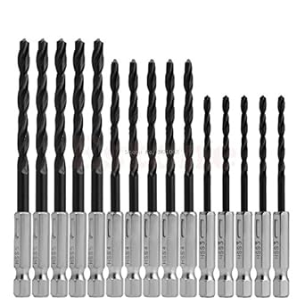 Generic Amy 15pcs 3/4/5mm 1/4 Hex Shank HSS High Speed Steel Titanium Coated Drill Bit Set Nice Gifts -B119
