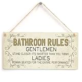 Meijiafei Bathroom Rules - Funny Bathroom/WC Home Accessory Gift Sign 10"x5"