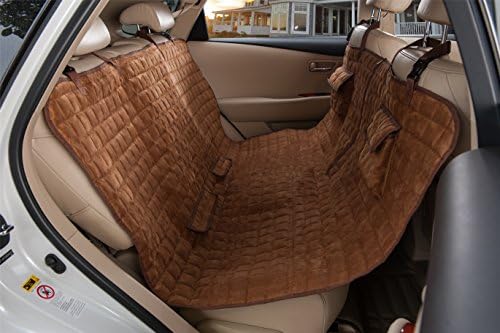 VIEWPETS Dog Car Seat Cover Waterproof Non-slip Pet Hammock Bench Rear Seat Cover (HAMMOCK, Microsuede 58" L x 54" W TAN)