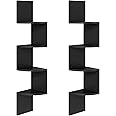 HOOBRO Corner Shelf, Set of 2 Floating Corner Shelves, 4-Tier Wall-Mounted Corner Bookshelves for Living Room, Bedroom, Bathroom, Home Office Decor, Black BK25BJP201
