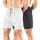Gaglg Men's 5" Running Shorts 2 Pack Quick Dry Athletic Workout Gym Shorts with Zipper Pockets