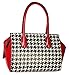 Rimen & Co.Womens Large Top Zip Satchel Houndstooth Print Leather Handbag Purse QN-2859