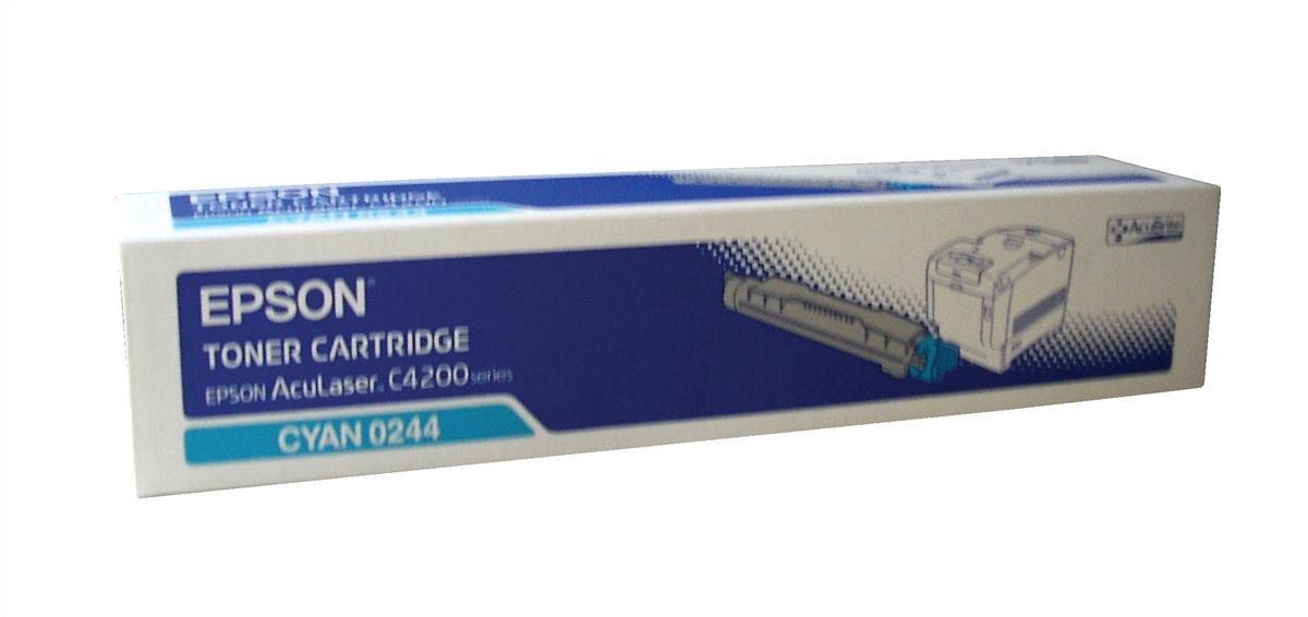 Epson AcuLaser laser toner cartridge cyan blue C13S050244 S050244 C4200 C4200DN C4200DTNPC5 C4200DNPC5