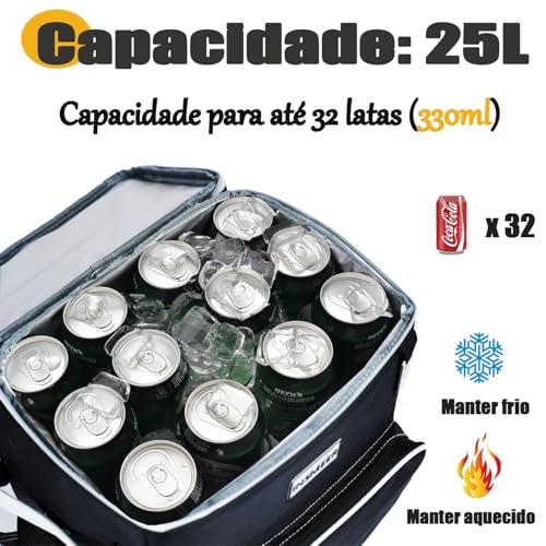 INSMEER Mochila térmica, refrigerador de praia isolado grande refrigerador de acampamento macio à prova de vazamento