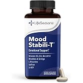 LifeSeasons Mood Stabili-T Emotional Support &amp; Balance Supplement with Saffron, Rhodiola, L-Theanine, 5-HTP &amp; Ginkgo &ndash; Calm Focus, Stress Support &amp; Positive Mood &ndash; 60 Veg Capsules