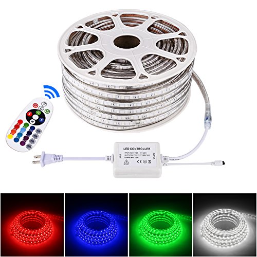 Brillihood Flexible LED RGB Neon Light strip, Multi Color Changing SMD 5050 LEDs, 110-120V AC, Dimmable Rope Light, IP65 Waterproof, Accessories Included, Christmas Holiday Decoration (50m/164ft)