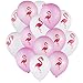 envizins 16 Pieces Pink and White 12 Inch Latex Flamingo Party Balloons with 32' White Roll Curling Ribbon