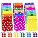 Cooraby 60 Pieces Paper Party Bags Grocery Bags Craft Treat Bags Flat Bottom Paper Party Favor Bags with 96 Pieces Label Stickers for Party Supplies,10 Colors
