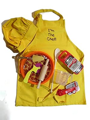 Kids Real Pizza Making Kit, Apron and Chef Hat, Great Birthday Gift or Get Well Gift