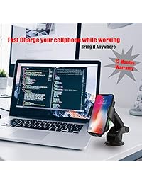 SmartG Wireless Car Charger Mount, Auto Sujeción, Carga rápida, 10W   7.5W   5W Ventilador   Parabrisas   Soporte para tablero de instrumentos, para iPhone MAX   XS   XR   X   8 8 + y Samsung S10   S10 +   S9   S9 +   S8   S8 +   Note9