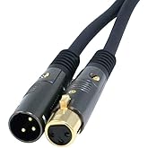 Monoprice Premier Series XLR Male to XLR Female - 1.5ft - Black - Gold Plated | 16AWG Copper Wire Conductors [Microphone & In